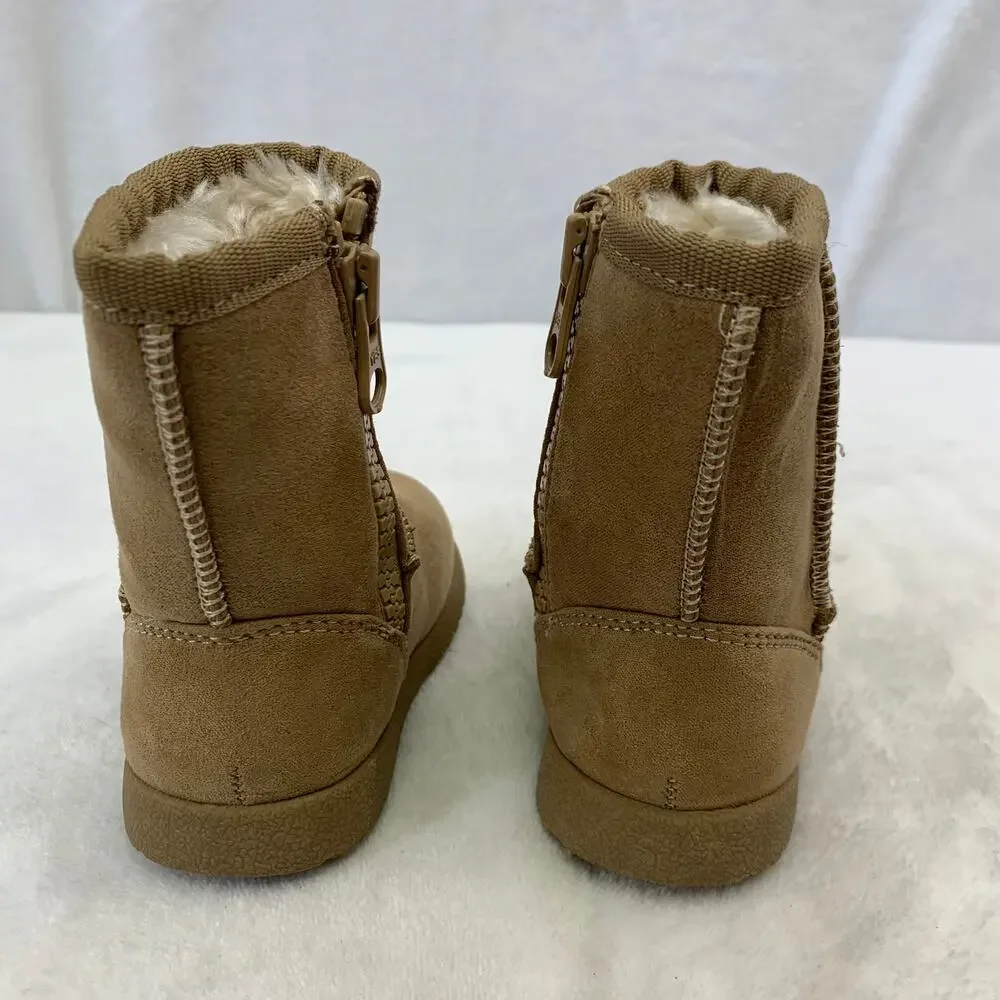 Camel Toddler Girls Sz 3 Faux Fur Lined Boots Brown Mid Calf Zip Up Target Boot